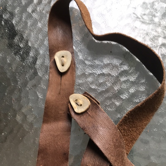 Handcrafted Ostrich Leather Boho pouch or purse with 4 antler button accents. - Picture 3 of 6